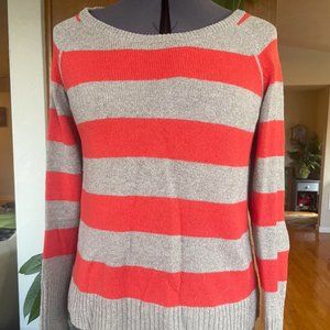Kenji striped sweater | L | red-orange & tan